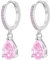 MASOP Creolen Silber 925 11mm mit Anhänger Pink AAA Zirkonia 9mm Silberohrringe Rosa Wassertropfen Stein Hängend Klein Schmuck Geschenke für Damen Freundin Frauen Mädchen