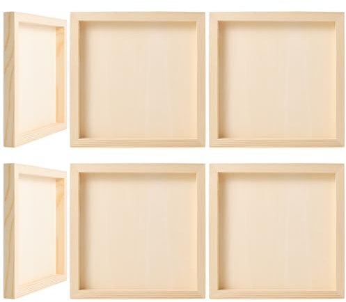 GORGECRAFT 4 Panel de Madera de 20 x 20cm Sin Terminar, Cuadrado, con Base de Madera, para Pintar En Blanco, para Acuarela, Pintura Al Óleo, Dibujo, Caballete de Exhibición, Manualidades, Decoración