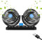 Gobesty Auto Ventilator, 5V USB Doppelkopf Autolüfter, Tragbarer Autolüfter, 360 Grad Drehen Gebläse Klimaanlage Fan Wenig Lärm Auto Lüfter 2-Gang Doppellüfter für Auto Home Office Ventilator, Schwarz