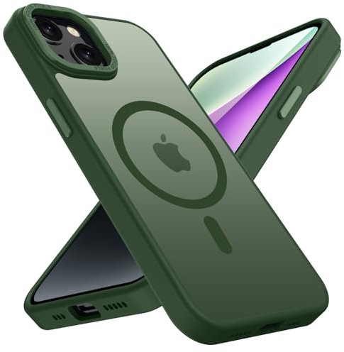 KPPIT for iPhone 14 Plus case Compatible with MagSafe, Shockproof Drop Protection, Frosted Translucent Back Magnetic Phone Case for iphone 14 Plus,Cangling Green