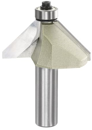 sourcing map 45 Degree Chamfer Router Bit 1/2 Inch Shank 1 Cutting Edge Carbide Tip with Bearing for Woodworking Milling Cutter Tool, Yellow