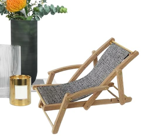 Strandstuhl - tragbarer Klappcampingstuhl | Tiny Wooden Lounge Chair | Faltbarer niedriger Campingstuhl | Doll House Decoration Möbel für Kinder Teenager, kleines Desktop -Ornament Model