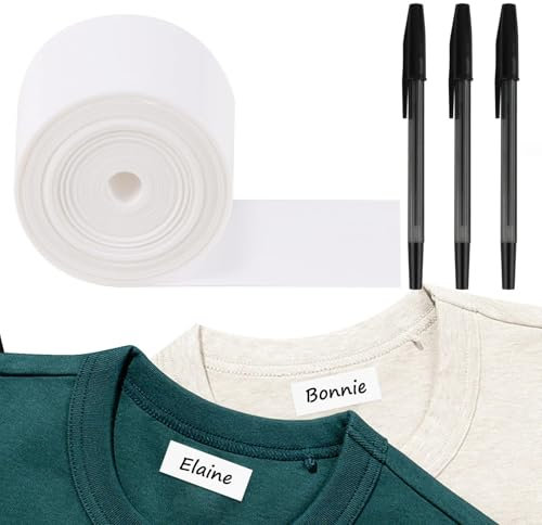 Iron On Name Labels for Clothes, Personalised Name Tags for Clothes Kids and Adults, Clothing Labels Writable Fabric Tape with 3 Pens, No-Scratch Clothing Label for School Camp Care HOM
