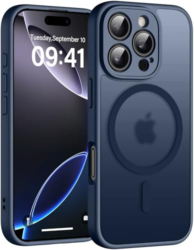 Helssitot für iPhone 16 Pro Hülle mit Magsafe, Militär-Grade Stoßfest Kratzfest Anti-Fingerabdruck Magnetisch Rückseite Matt Handyhülle für iPhone 16 Pro 6,3 Zoll,Tiefblau