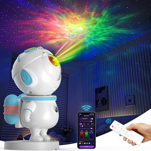 PAABOW Proiettore LED astronauta cielo stellato, proiettore Galaxy con controllo app e telecomando, proiettore stellato, luce notturna cielo stellato per bambini e adulti (blu e bianco)