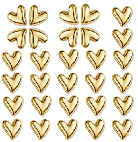 30 Pièces Aimants Frigo Dorés en Forme de Cœur Magnet Frigo Dorés pour Décoratifs Réfrigérateur Tableau Magnétique et Bureau