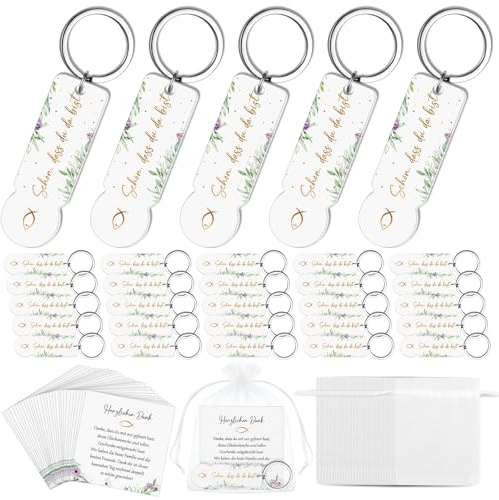 Hestya 30 Sets Kommunion Gastgeschenk Acryl Einkaufswagenchip, Blume, Gold | Einkaufswagenchip Schlüsselanhänger Schön DASS Du Da Bist Gastgeschenke Geschenkset für Kommunion Konfirmation Firmung