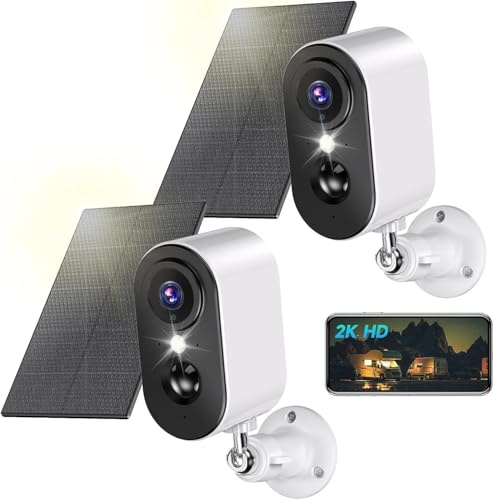 PESAIR Wi-fi Telecamera di sorveglianza esterna 2K con pannello solare | Telecamera Batteria con Visione Notturna Colorata, TelecamereSenza Fili Esterni/interni, Rilevamento,IP65