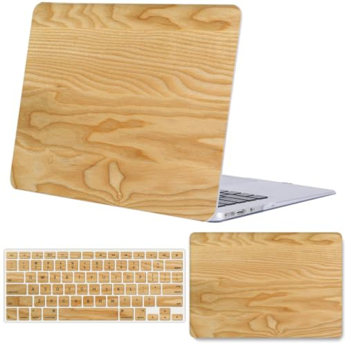 Hülle für MacBook Air 15,3 Zoll A3448/A3241/A3114/A2941, Rohholzmaserung | 2023–2026, M2/M3/M4/M5, Snap-On-Kunststoff abdeckung und Tastaturfolie für MacBook Air 15'',einfaches Anbringen und Entfernen