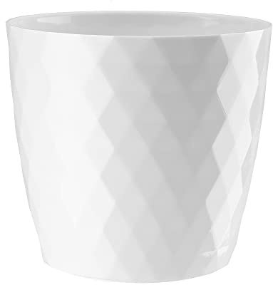 VERDENIA Cristal Blumentopf Leichter Blumenkübel Balkonblumentopf Dekorativer Topf für Pflanzen für Innen und Außenbereich Pflanztopf aus Kunststoff Runder Viele Farben 12cm Weiß