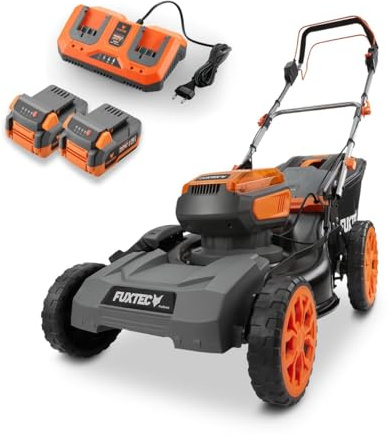 FUXTEC 40V Akku Rasenmäher FX-E2RM46PROSET • 2X 5Ah Akku und Schnellladegerät • Rasenmäher mit variablem Antrieb • 46 cm • Schnitthöhe 25-100 mm • Mulchfunktion • 50L Fangkorb