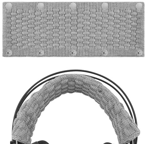 GEEKRIA Large Knit Fabric Headband Pad Compatible with Logitech, Turtle Beach, Panasonic, AKG, Sennheiser, Sony Headphones, DIY Easy Install (Grey)
