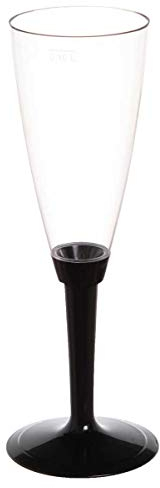 PZ 100 CALICE FLUTE BASE NERA BLACK CHAMPAGNE BICCHIERI PROSECCO TRASPARENTI HAPPY HOUR APERITIVO APERICENA USA E GETTA