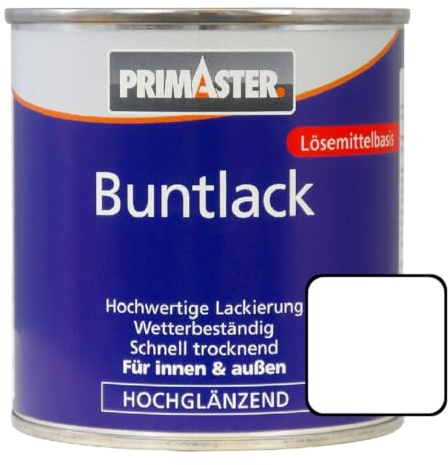 Primaster Buntlack 750ml Reinweiß Hochglänzend Wetterbeständig Holz & Metall