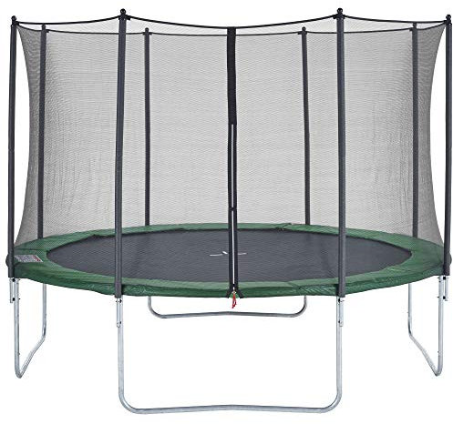 Czon Sports Trampo 430 - Trampolino da giardino, Con tappeto elastico e rete di sicurezza, Per bambini, Peso max. 100 kg, Verde, 274 x 426 x 426 cm