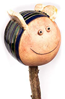 Manufaktur Martinshof Stockfigur Biene ZAUNSTECKER Keramik DEKOFIGUR Statue ZAUNDEKORATION Garten DEKO Blumen Zaun STECKER