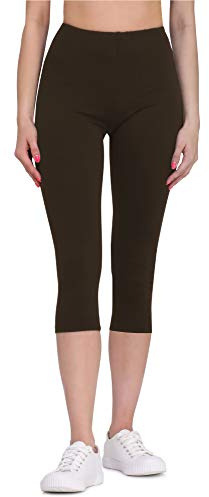Bellivalini Damen Leggings Bequeme und atmungsaktiv Leggings 3/4 aus Viskose BLV50-148 (Braun, XL)