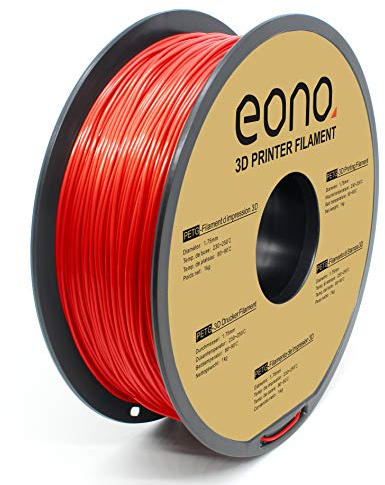 Eono PETG Filament 1.75mm, PETG 3D Drucker Filament, Maßgenauigkeit ±0.05mm, 1KG Spule für 3D Drucker in Vakuumverpackung, Rot