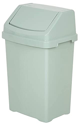 JMS we create smile - Plastic Dustbin Waste Bin Swing Lid/Flap Lid Bins Trash Can Rubbish Waste Bin Storage Bin With Lid For Home Office Garden Use - Made in UK (25 Litre, Silver Sage)