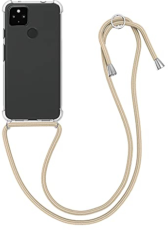 kwmobile Coque Collier Compatible avec Google Pixel 4a 5G Coque - Housse de Protection en TPU avec Cordon Sangle - doré