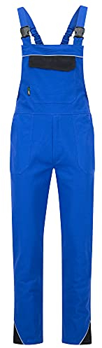BWOLF ARES 100% Baumwolle Latzhose Herren Arbeitshose Schutz-Latzhose Arbeits-Latzhose (Königsblau/Schwarz, S)