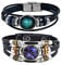 2Pcs Multilayer Constellation Zodiac Leather Bracelet Handmade Woven Zodiac Sign Wrap Bracelet Wristband for Women Men Jewelry Birthday Gift, 8.26 inches, 8.5 inches, Alloy, no gemstone