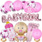 Palloncini Baby Shower Girl, Diealles Shine 17 Pezzi Palloncini Neonato per Baby Shower Girl, Rosa Baby Girl Balloon per Ragazza Benvenuto Decorazioni
