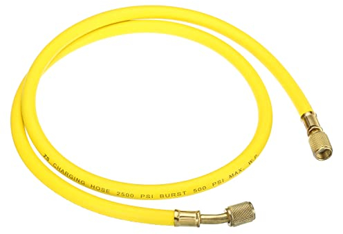 PATIKIL 1/4 SAE Réfrigérant Chargement Tuyau, 3.9ft 500PSI HVAC Tuyau pour Climatisateur Collecteur Gauge Réfrigération Maintenance, Jaune