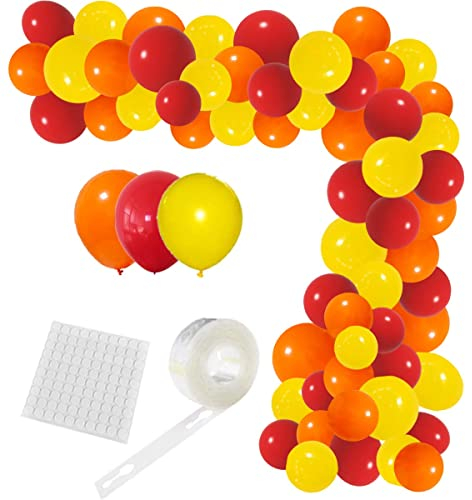 Rot Gelb Orange Ballon Girlande Bogen Kit - 122PCS Orange Gelb Rot Ballons für Feuerwehr Thema Geburtstag Hochzeit Baby Braut Dusche Graduierung Snniversary Feuerwehrmann Party Hintergrund Dekoration