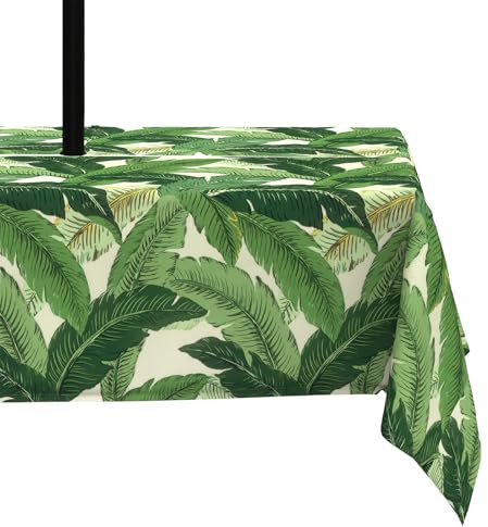LVTXIII Nappe d'extérieur rectangulaire imperméable avec trou de parasol et fermeture éclair, 152,4 x 213,4 cm, pour patio, jardin, jardin, palmiers oscillants, vert