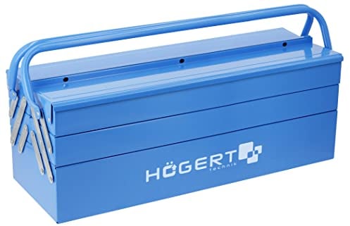 Högert Technik Cassetta degli attrezzi in metallo per attrezzi e piccole parti – Cassetta degli attrezzi – 53 cm x 20,5 cm x 20 cm – Scatola con scomparti completamente accessibili – Robusta valigetta