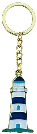 Sea-Club Schlüsselanhänger - Leuchtturm blau Anhänger Zink 3x12cm goldfarben & emailliert