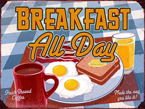 Shawprint All Day Breakfast RETRO METAL TIN WALL PLAQUE SIGN NOVELTY GIFT Home bar kitchen shed man cave (150MM X 200MM (6 X 8)