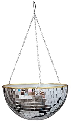 SISWIM Hängekörbe für Pflanzen Disco Kugel Hängen Pflanzgefäß Globus Form Wandvase Blume Pflanzgefäße mit Metallkette Wohnkultur Pflanzen Behälter Raumdekoration Wandpflanzentopf (Color : 25cm)