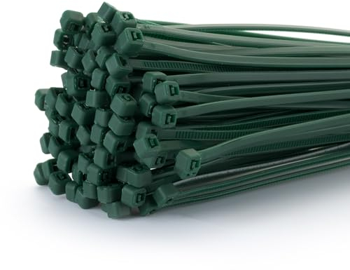 Fix&Easy Kabelbinder 2,5x100mm dunkel grün passend zu RAL 6005 Moosgrün 100 Stück UV- und Wetterbeständig Set für Garten Blätterzaun Blickschutz Pflanzstäbe Rankstäbe Doppelstabmatten Sichtschutz Zaun