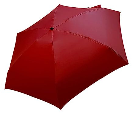 SSIMOO Pliable Mignon Mini Parapluie Portable Coupe-Vent Pluie Femmes Parapluies Plage Poche Parasol Pliant Soleil Parapluie Facilement Stocker (Color : Wine Red)
