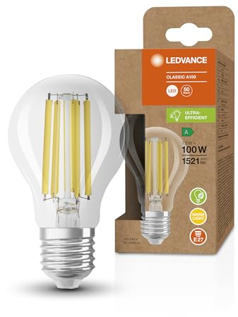 LEDVANCE LED Classic A 100 Filament Energy efficiency class A S 7.2W 830 Clear E27