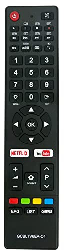 VINABTY GCBLTV6EA-C4 Mando a Distancia de Repuesto Aptos para Schneider TV 55BU800 43BU800 43BL700 32BL600 49BU800 40BU800 LD49-SCE68SK U58H7S
