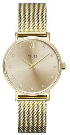 CLUSE Montre analogique pour Femme à Quartz avec Bracelet en Acier Inoxydable CW10204, Or, Bracelet