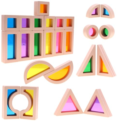 Nabeta Deco Regenbogen Bausteine Holz Acryl Bausteine Schloss Für Kleinkinder - Spielen Holzspielzeug Sortier Stapelspielzeug Vorschulgeschenke