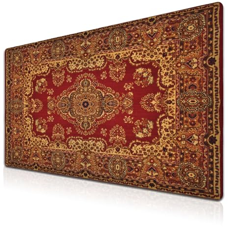 Samgula Gaming-Mauspad, Retro-Boho, großes Mauspad, Büro-Schreibtischmatte, rutschfeste Gummiunterseite, wasserdicht mit genähten Kanten, 35,4 x 40,9 cm, für Arbeit, Spiel, Büro, Zuhause, Vintage,