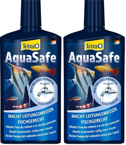Tetra AquaSafe para Agua de Acuario Natural y Apta para Peces, Neutraliza Las Sustancias Nocivas del Agua del Grifo, Botella de 500 ml (Paquete de 2)
