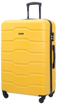 PUCCINI Koffer Alicante Hartschalenkoffer Trolley Leicht Reisekoffer mit 4 Rollen M-L-XL (Gelb, XL)