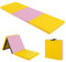 COSTWAY 180 x 60 x 5 cm Weichbodenmatte klappbar, Gymnastikmatte tragbar, Yogamatte wasserabweisend, Turnmatte rutschfest, Klappmatte, Fitnessmatte (Gelb + Rosa)
