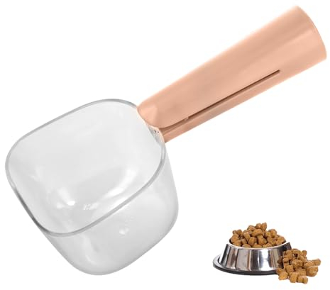 FESSOSKO Cuillère Doseuse pour Animaux de Compagnie, Doseur Croquettes Chien Cuillère à Nourriture pour Chat, Gobelet Doseur Croquette Chien 250ml (Rose)
