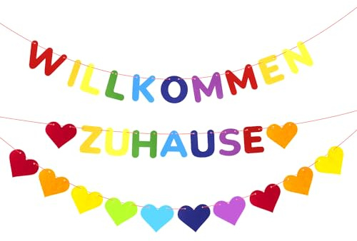 Willkommen Zuhause Girlande Banner Deko, Herzlich Willkommen Girlande, Herzlich Willkommen Hängende Dekoration für Familie Partei Einweihungsparty Zuhause Baby Geburt Foto Hintergrund Hängedeko E9HJLQ