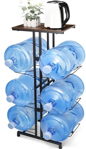 CAROD 5 Gallon Water Jug Holder, Heavy Duty Water Jug Stand with Storage Shelves, 3-Tier Foldable 5 Gallon Water Bottle Holder Water Cooler Jug Rack for Kitchen Living Room Office Gym(Only Shelf)