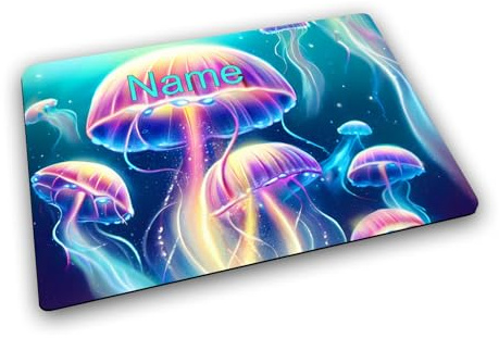 Maus-Design Textil Tischset personalisiert mit Name, Qualle | Gummirückseite, Platzdeckchen