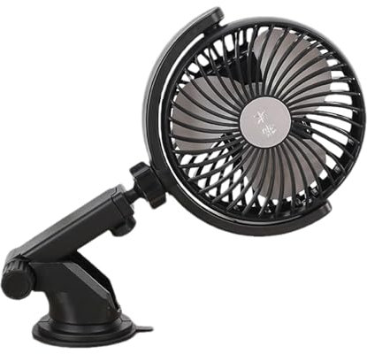 Ventilador de viaje – Ventilador de coche con ventosa, ventilador silencioso de trabajo con alimentación USB, pequeño ventilador de camping para caravana, sedán, vehículos, SUV, hogar