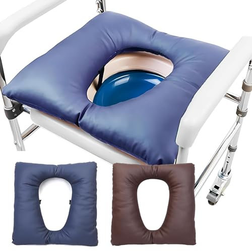 Mamba Travel Bedside Commode Cushion - Washable 16.5 X 16.5 Thick Pad PU Cover with Fixing Straps for Commode Chair,Portable Toilet Seat Cushion for Seniors Raz Shower Chair Seat,Blue